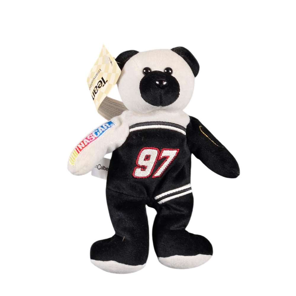 Team Caliber NASCAR Kurt Busch 97 Sharpie Racing Plush Bear NWT Black White 8in